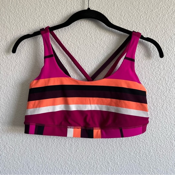lululemon athletica Other - Lululemon Energy Bra Blossom Stripe Bumble Berry Stripe Size 12